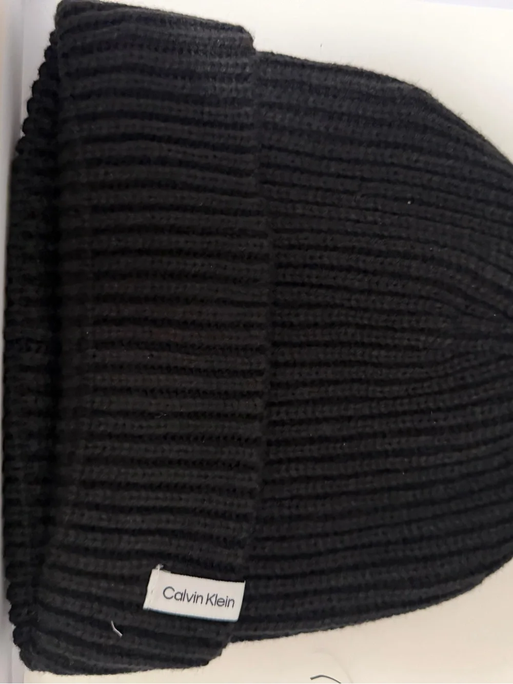 Calvin Klein Black Ribbed Knit Hat & Scarf Duo
